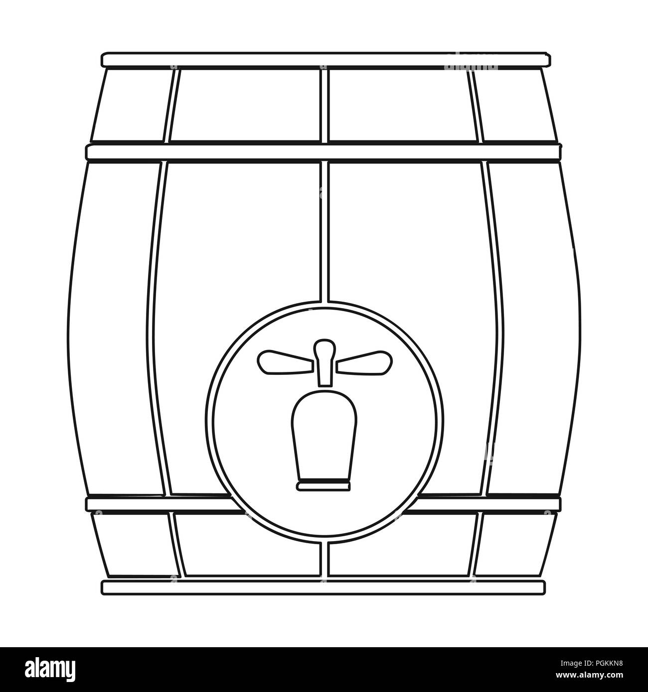 Tonneau en bois avec un robinet dans l'icône design contour isolé sur fond blanc. Symbole d'illustration vectorielle stock pub. Illustration de Vecteur