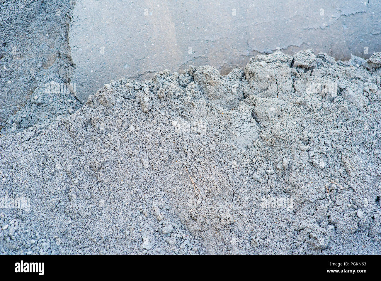 Poudre de ciment gris texture avant de mélanger au béton Banque D'Images
