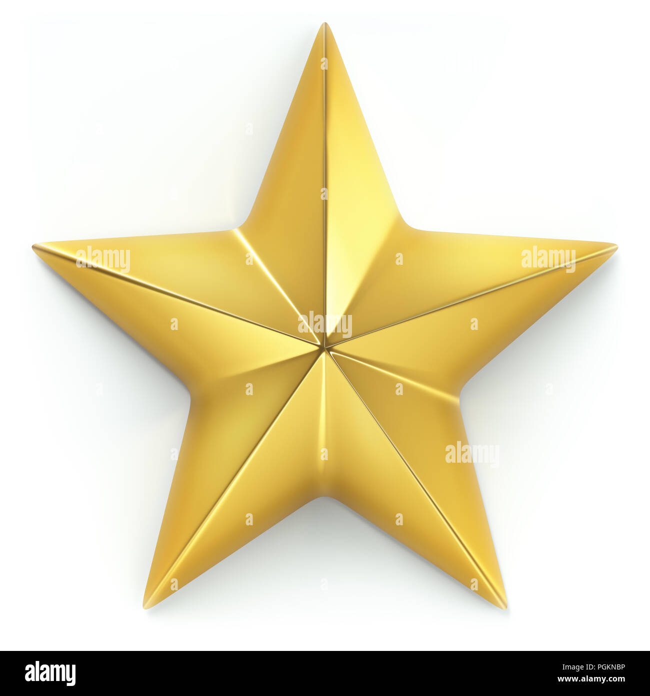 3D illustration. Étoile d'or sur fond blanc avec l'ombre légère. Chemin de détourage inclus. Banque D'Images