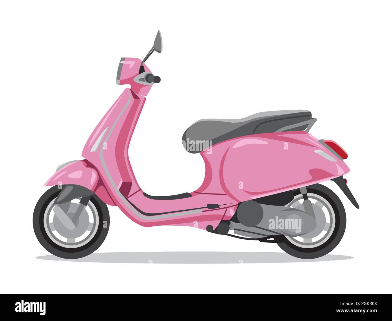 Vector retro scooter rose, style plat Vue de côté. Illustration de Vecteur