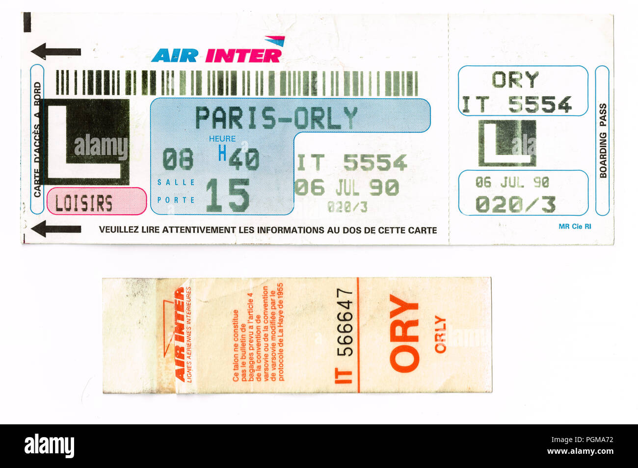 Air Inter d'embarquement et l'étiquette bagage, Paris-Orly, France Photo  Stock - Alamy