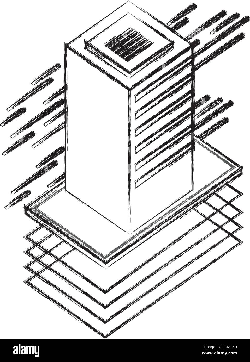 Serveur de base de données de la technologie de l'information stockage isométrique Illustration de Vecteur