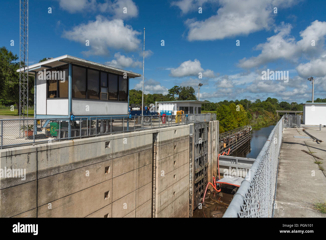 Moss Bluff Écluse et barrage de navigation Banque D'Images