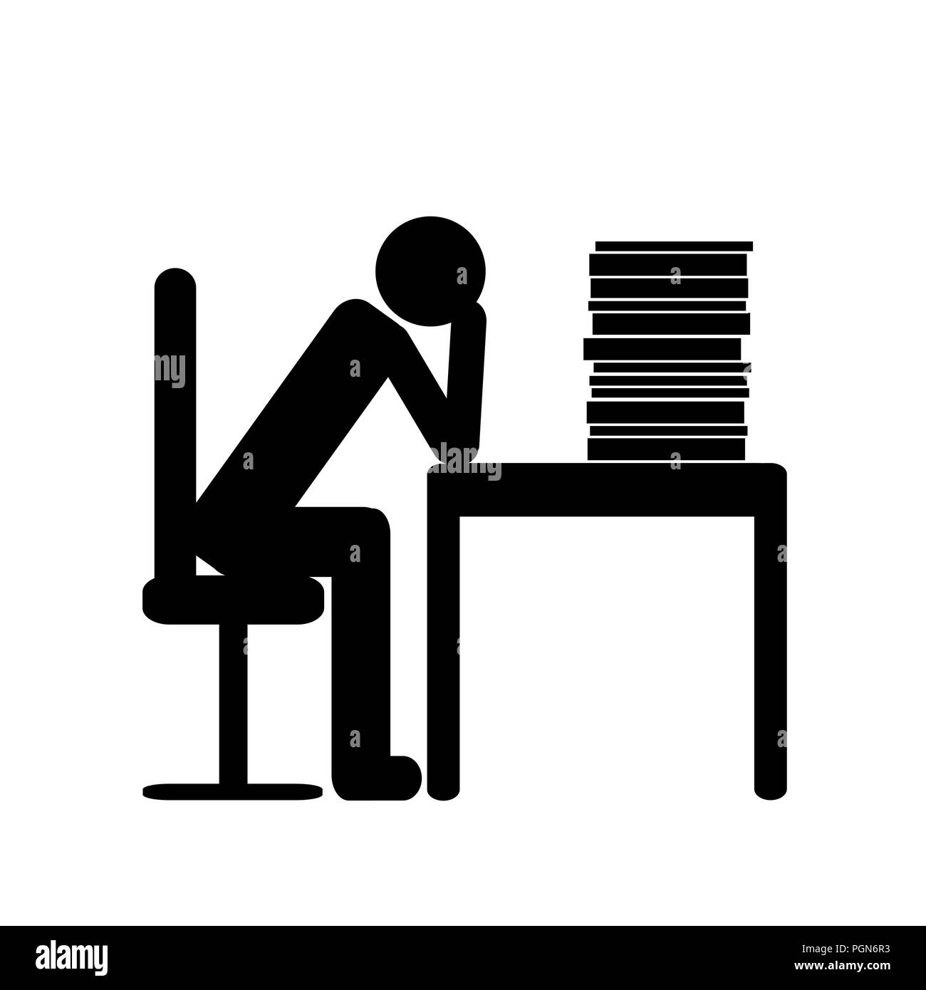 L'homme débordé au bureau EPS10 vector illustration pictogramme Illustration de Vecteur