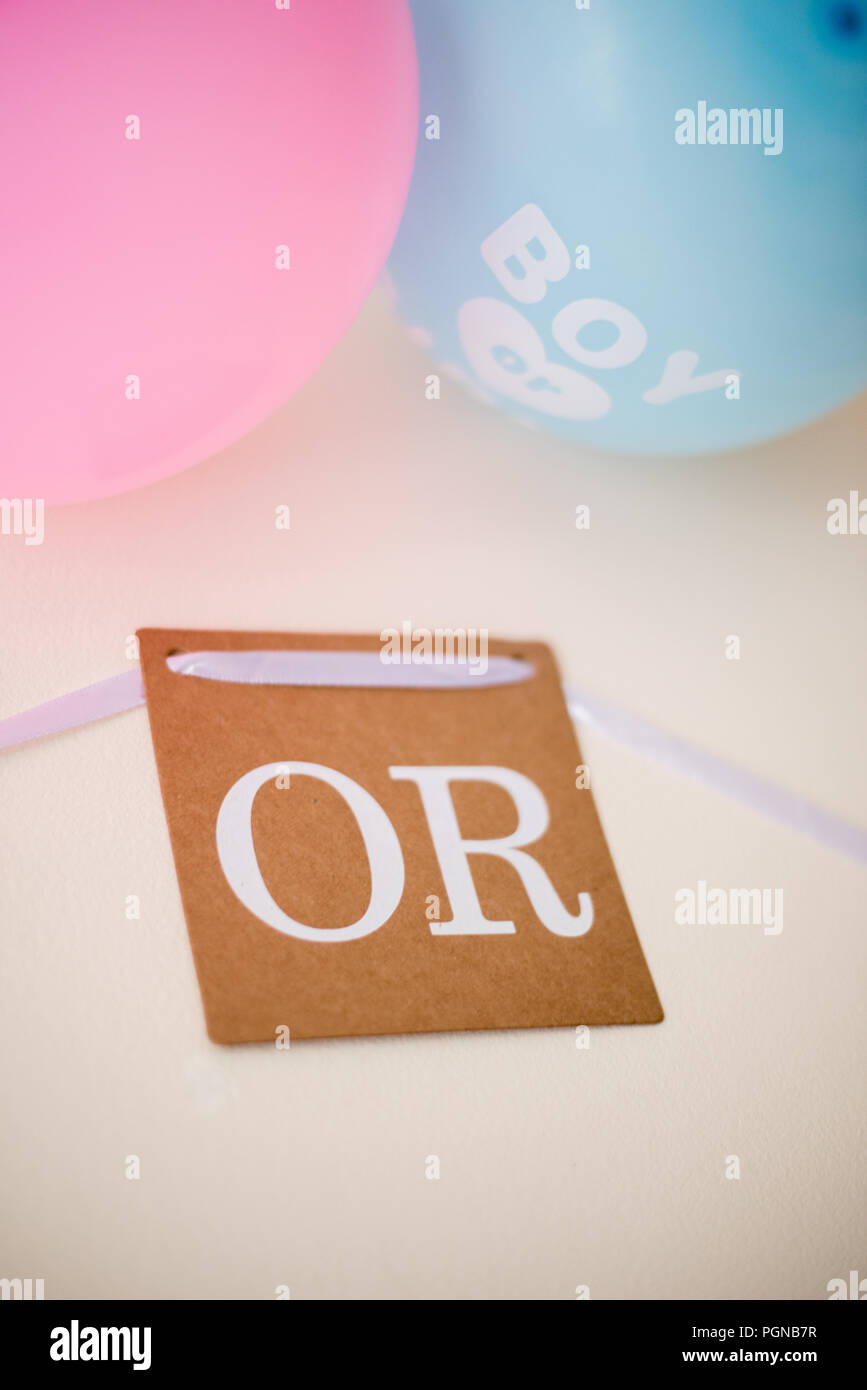 Bébé garçon ou fille partie de la décoration de révéler le sexe Banque D'Images