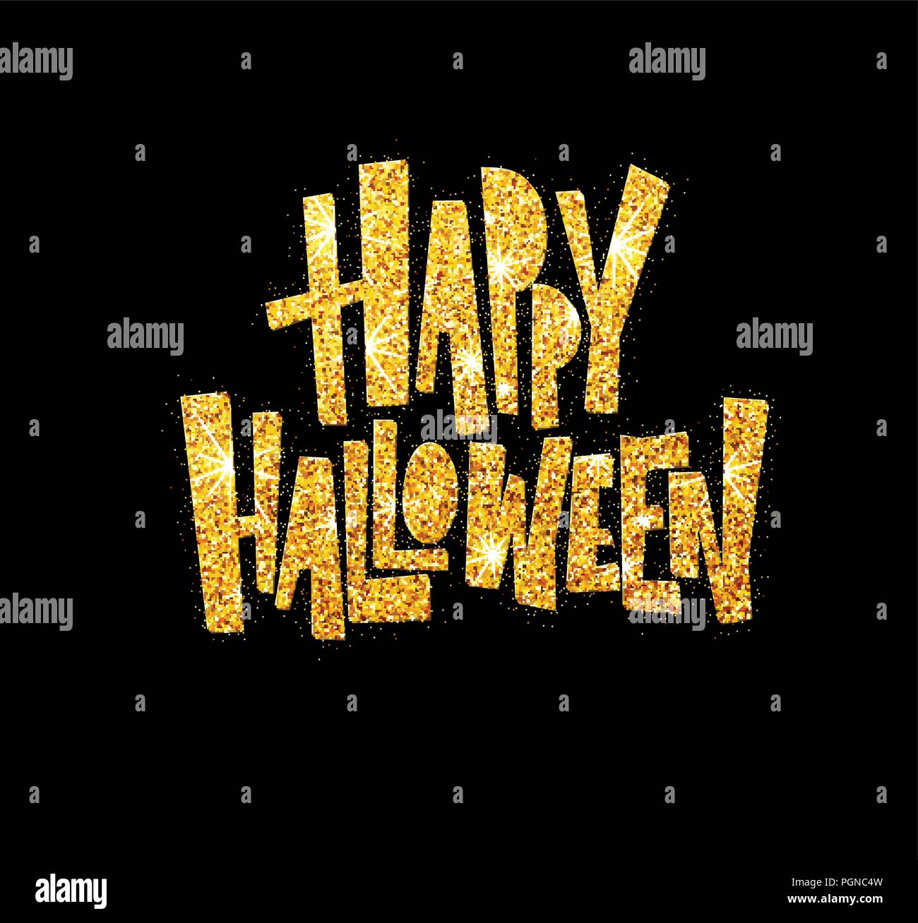 Lettrage gold glitter Halloween carte de vœux. Vector illustration Illustration de Vecteur