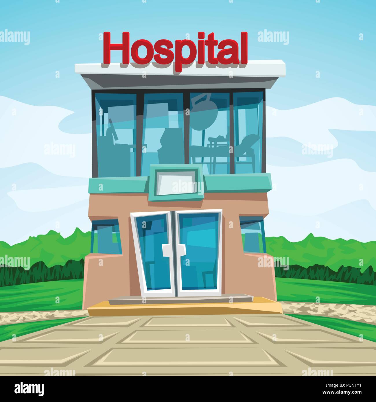 Vue de face de l'hôpital Illustration de Vecteur