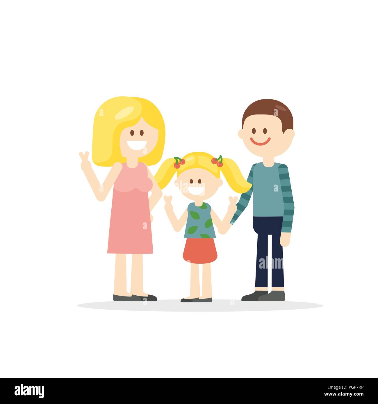 Les parents avec petite fille dessin animé Illustration de Vecteur