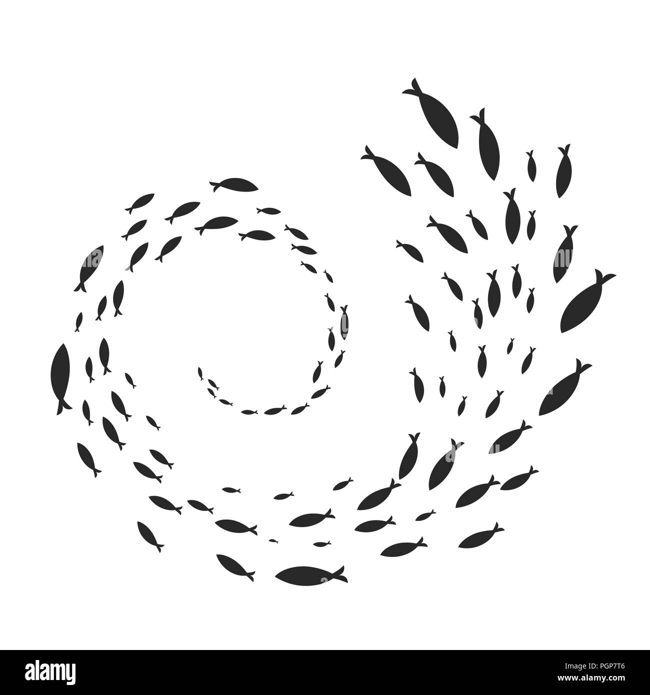 Vector spirale de bancs de poissons Illustration de Vecteur