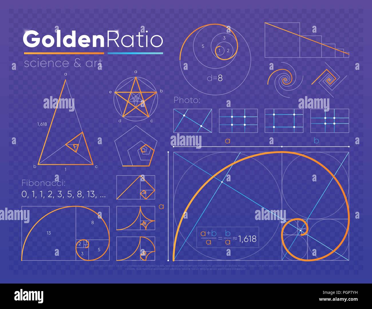 Ensemble d'élément golden ratio Illustration de Vecteur