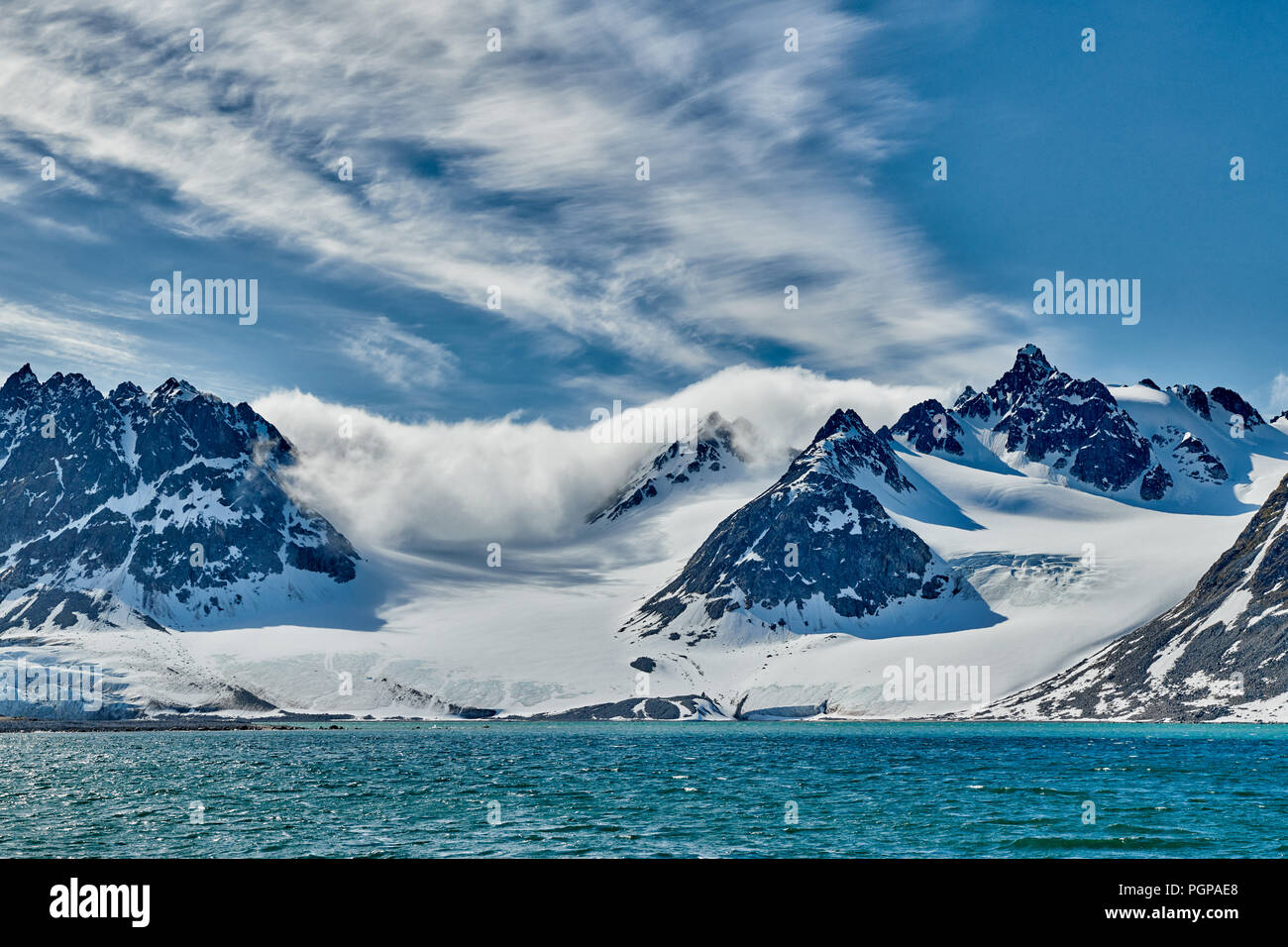 Paysage de Magdalenefjorden ou Svalbard, Spitzberg, Europe Banque D'Images