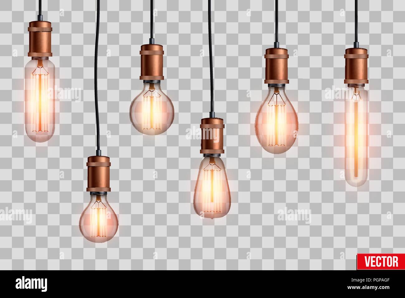 L'ampoule d'Edison rétro set Illustration de Vecteur