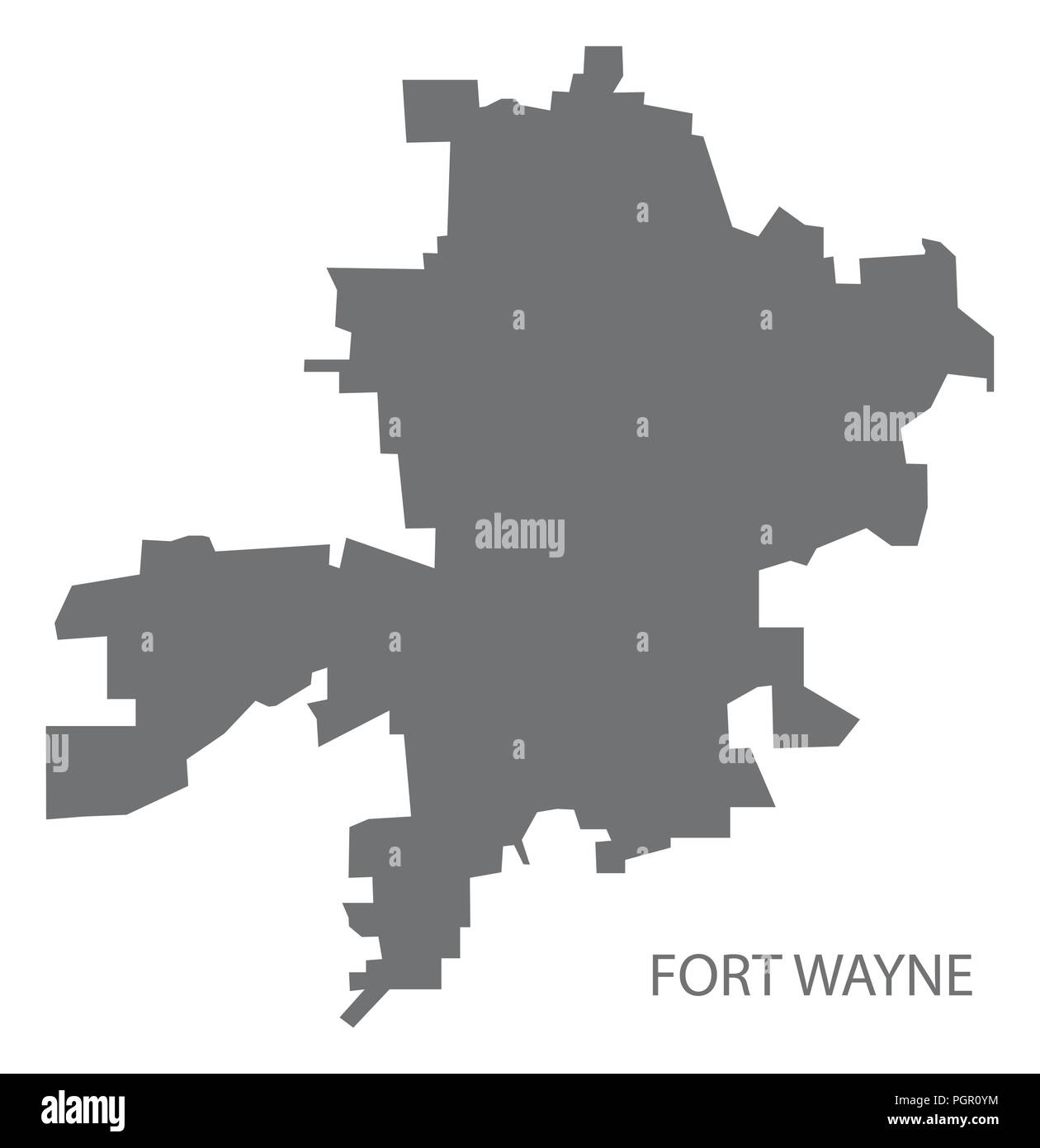 Plan de la ville de Fort Wayne Indiana gris illustration silhouette Illustration de Vecteur