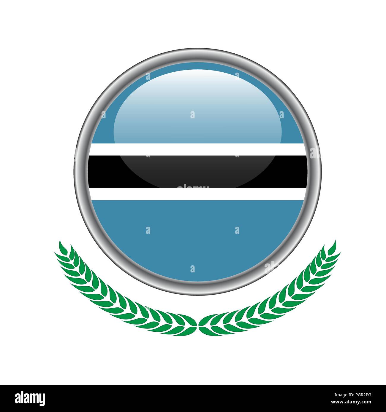 Drapeau Botswana Botswana. bouton icône en forme de drapeau. Vector illustration of Botswana drapeau sur fond blanc. Illustration de Vecteur