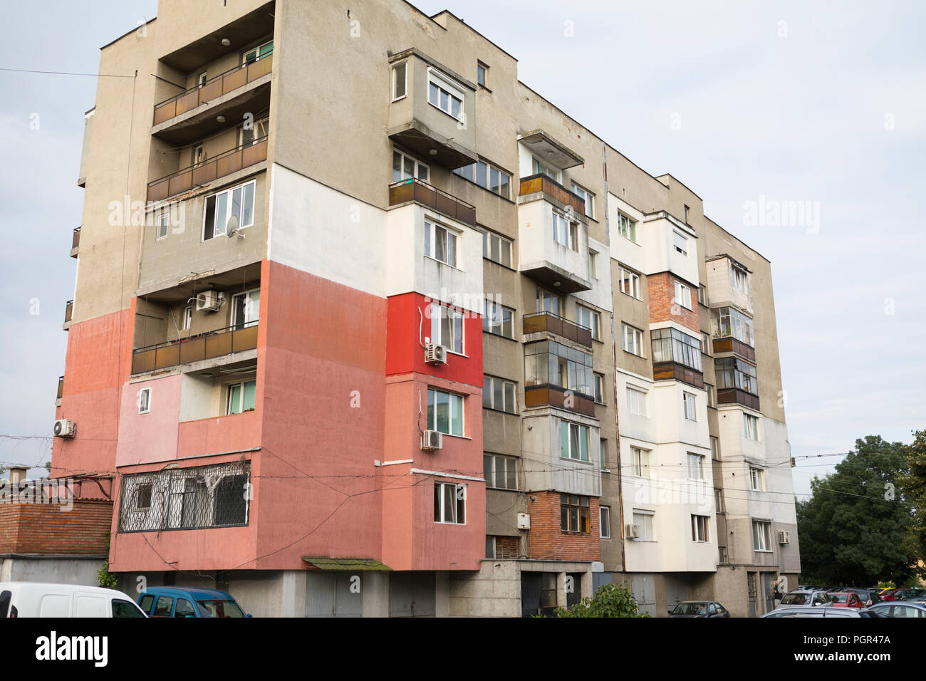 De vieux immeubles à appartements quartier pauvre de la capitale Sofia, Bulgarie Banque D'Images