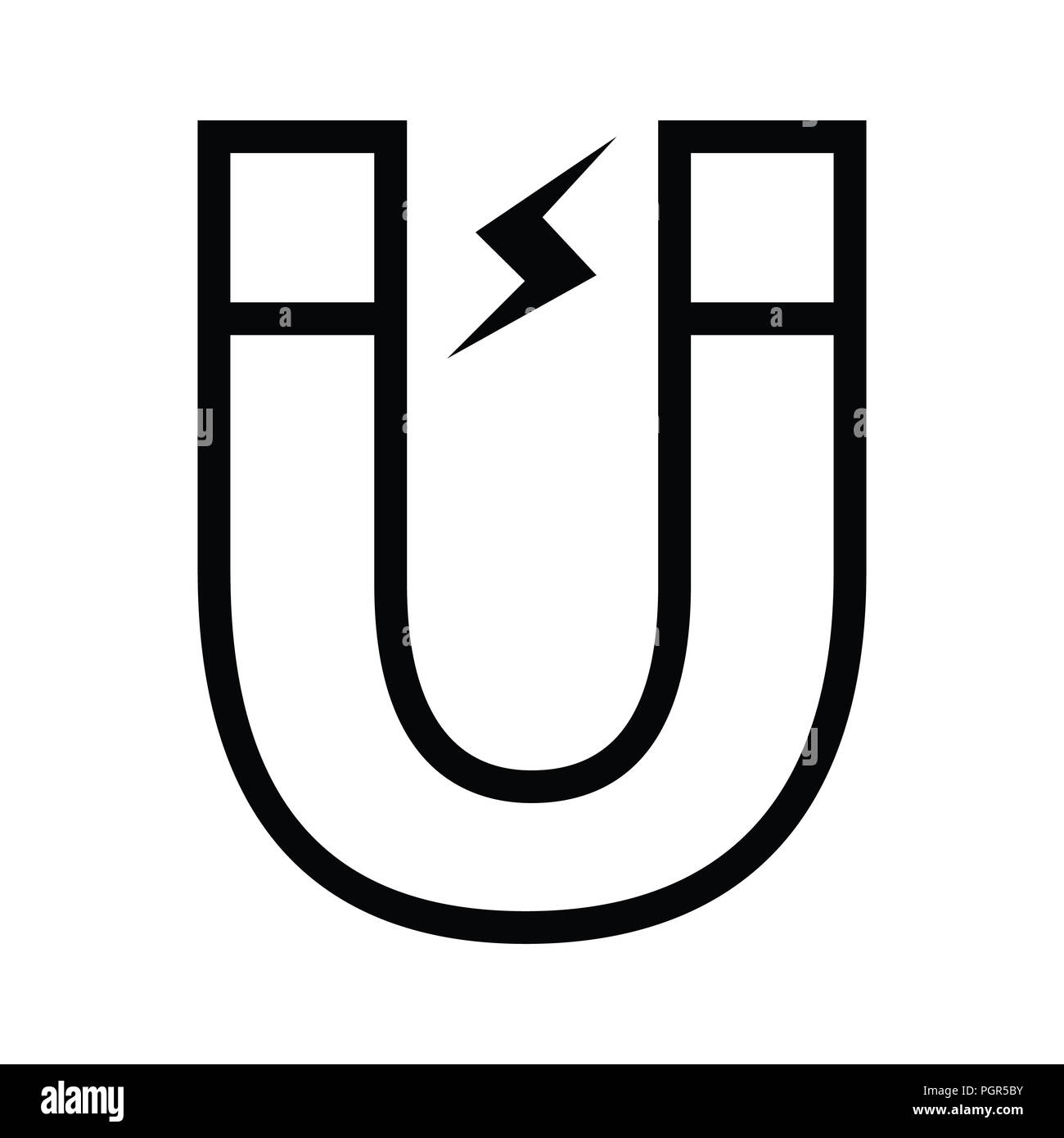 L'aimant en fer à cheval avec charge magnétique télévision icône vecteur pour les applications et sites web vector illustration Banque D'Images