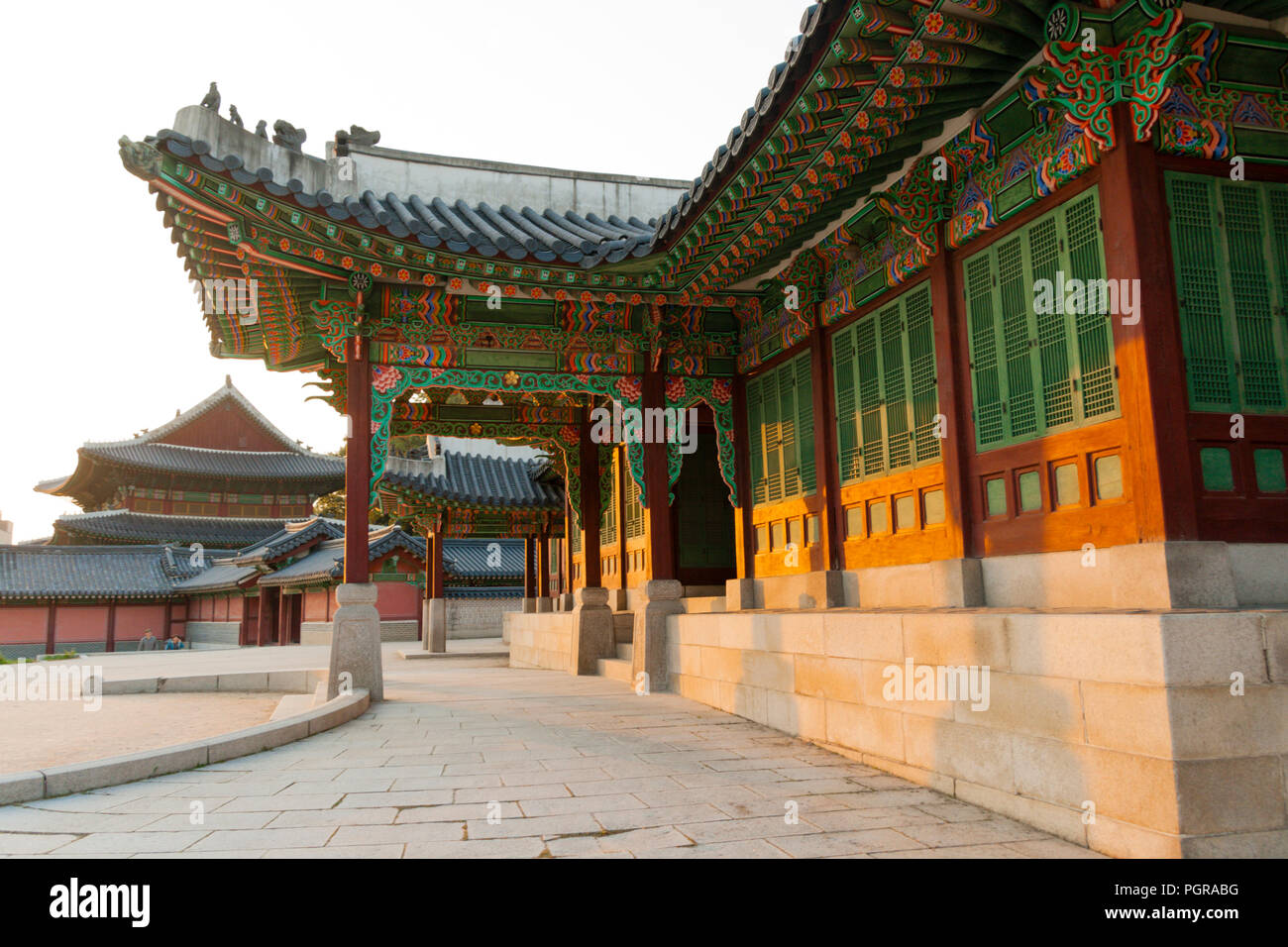La construction du palais à Séoul, Corée du Sud. Un exemple de l'architecture coréenne Banque D'Images