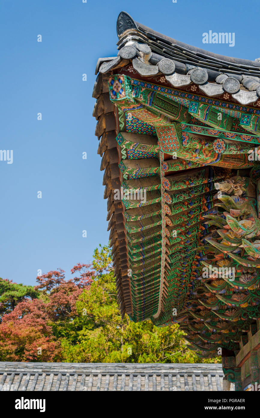 Détail de toit à Gyeongju, Corée du Sud Banque D'Images