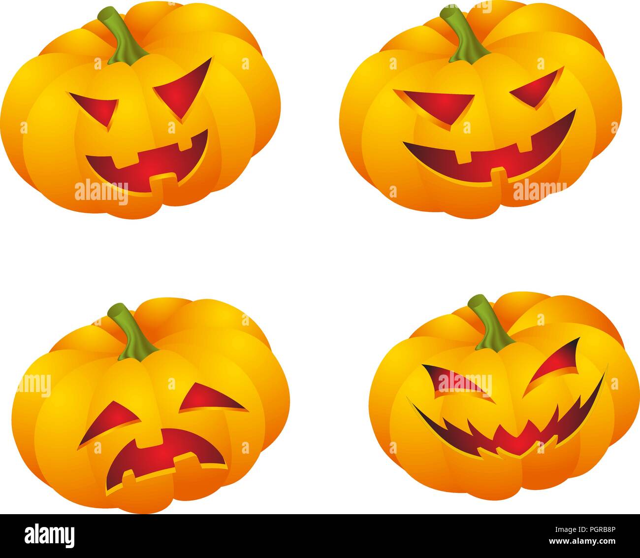 Ensemble d'émoticônes de citrouille Illustration de Vecteur