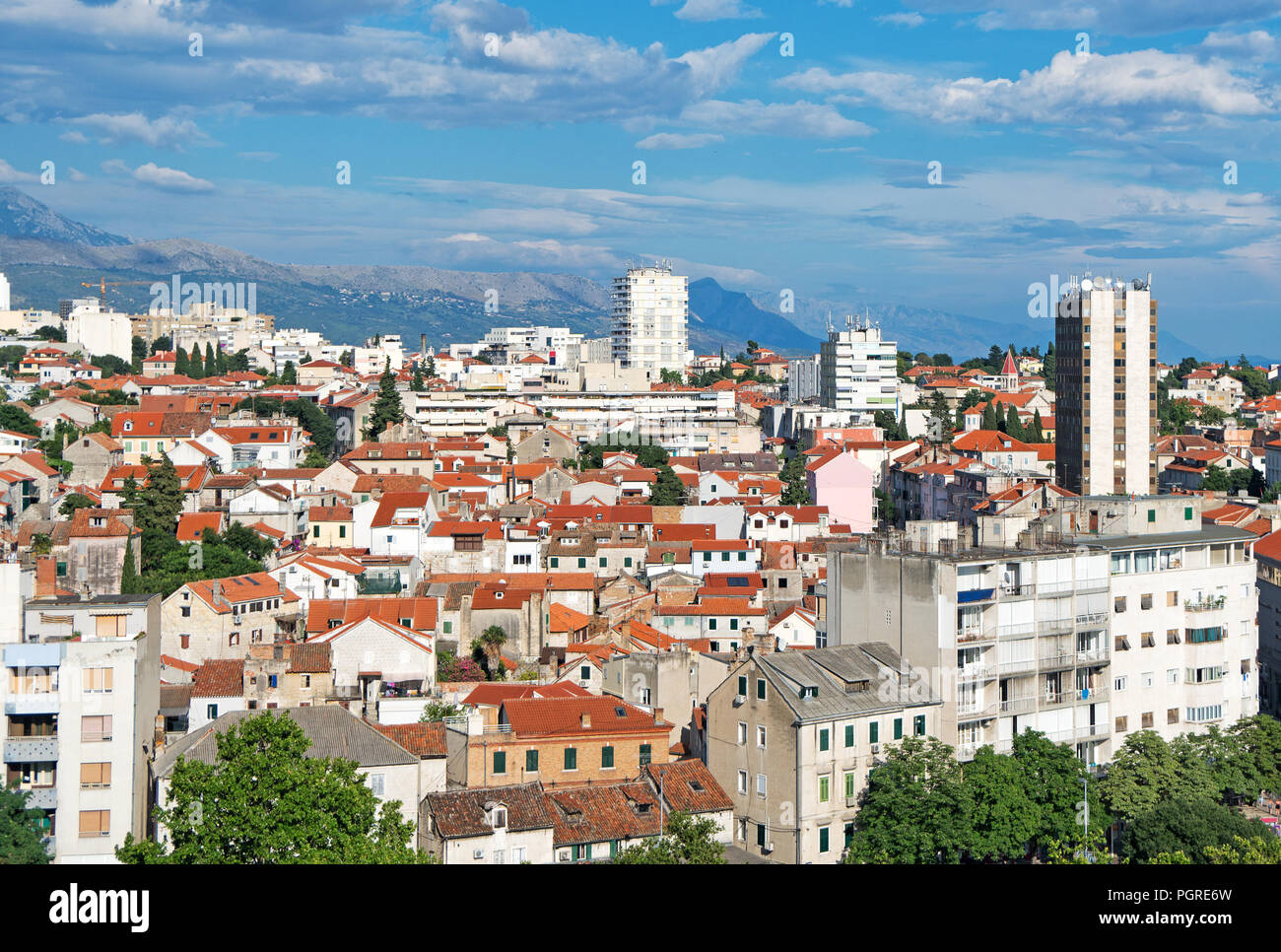 Vue sur la vieille ville de Split, Croatie. Banque D'Images