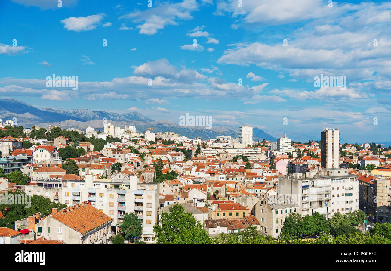 Vue sur la vieille ville de Split, Croatie. Banque D'Images