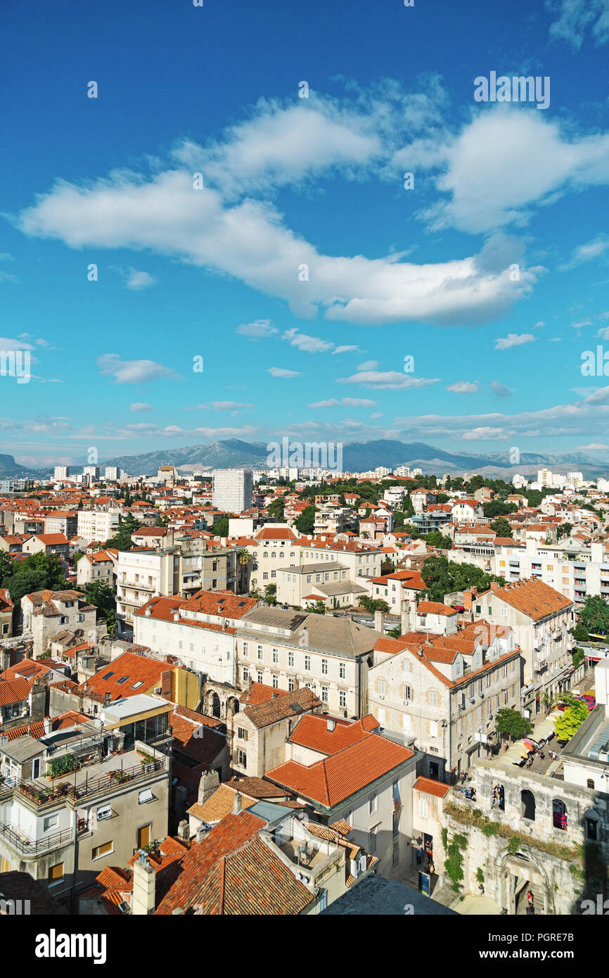 Vue sur la vieille ville de Split, Croatie. Banque D'Images