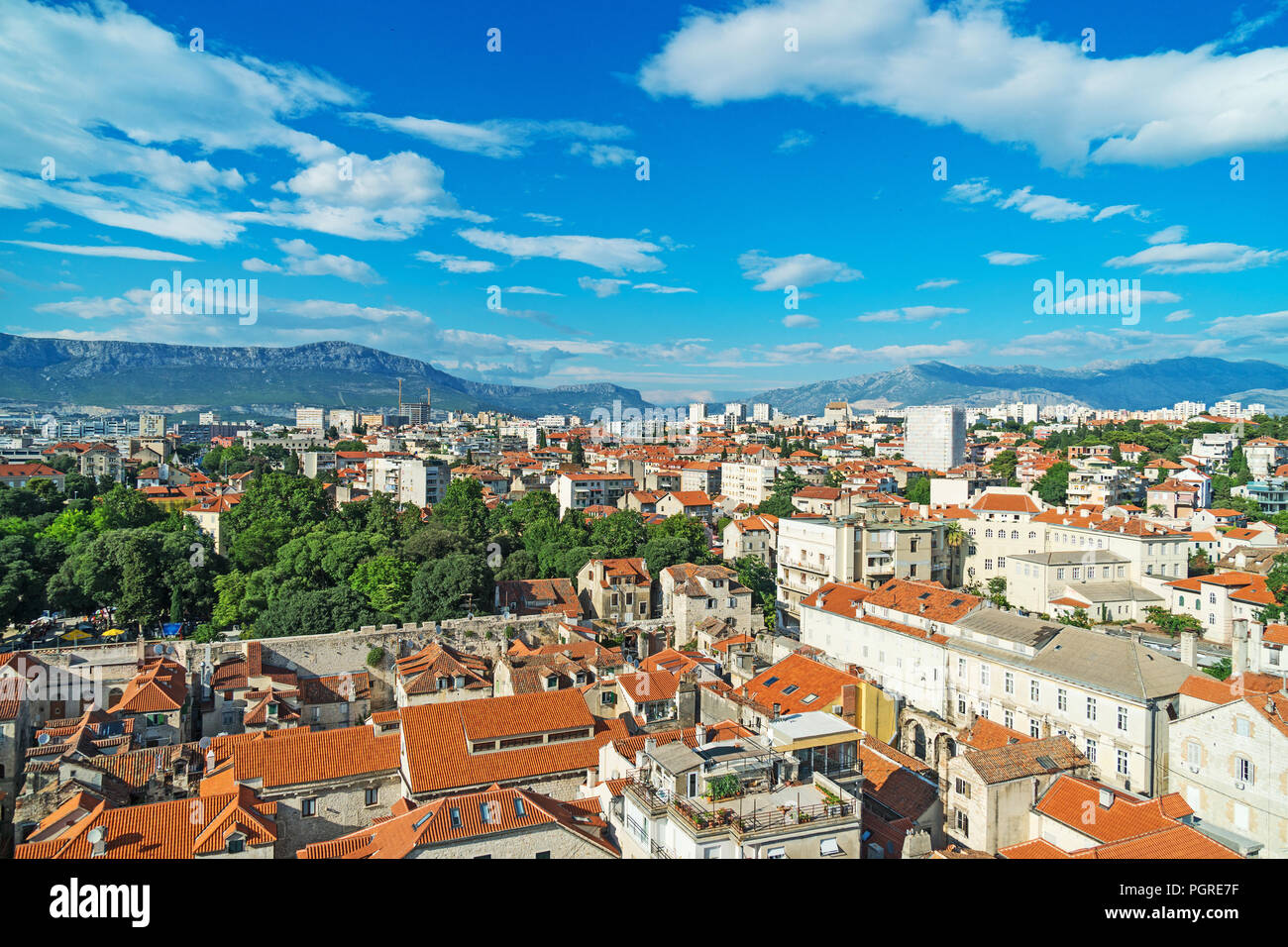 Vue sur la vieille ville de Split, Croatie. Banque D'Images