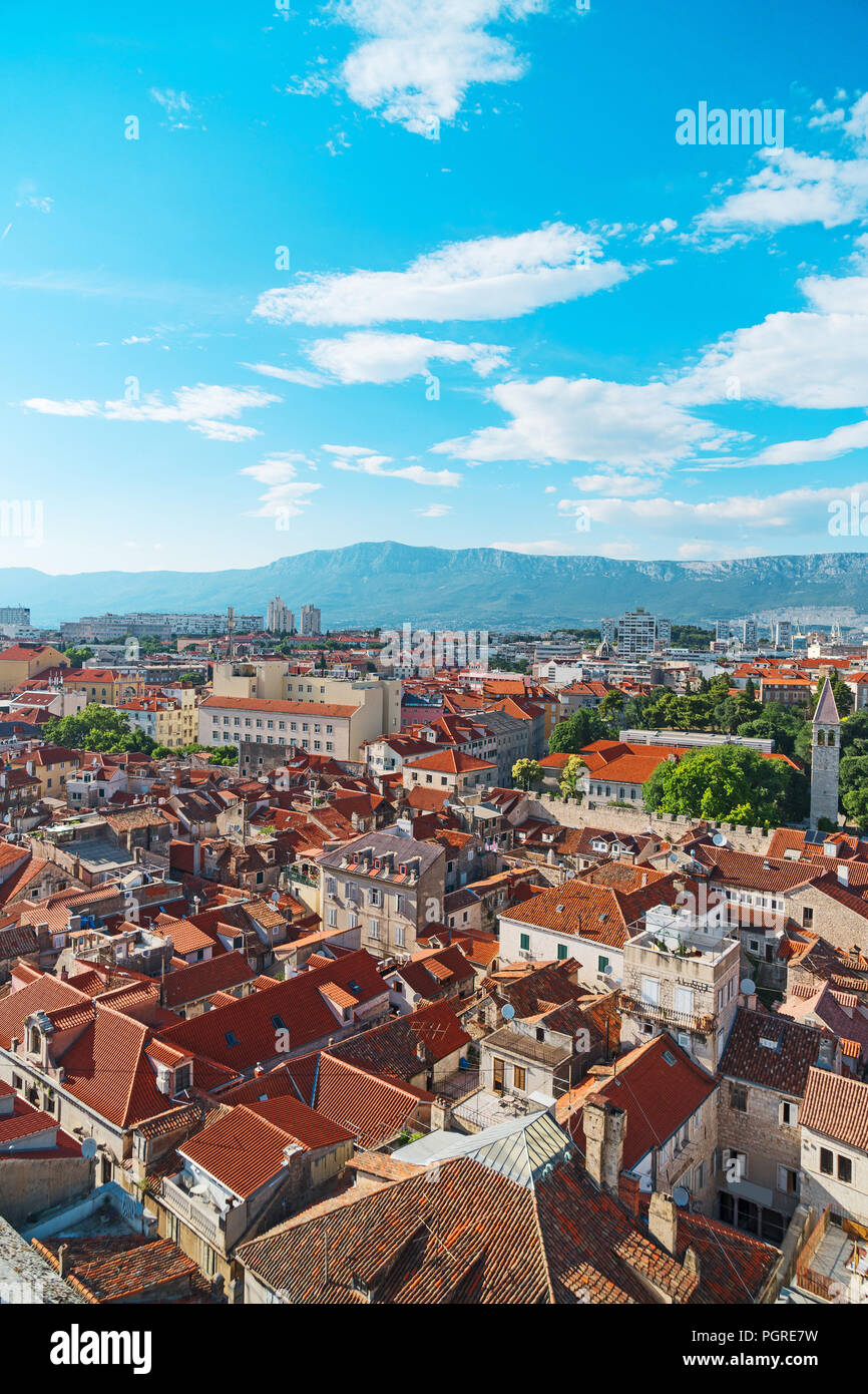 Vue sur la vieille ville de Split, Croatie. Banque D'Images