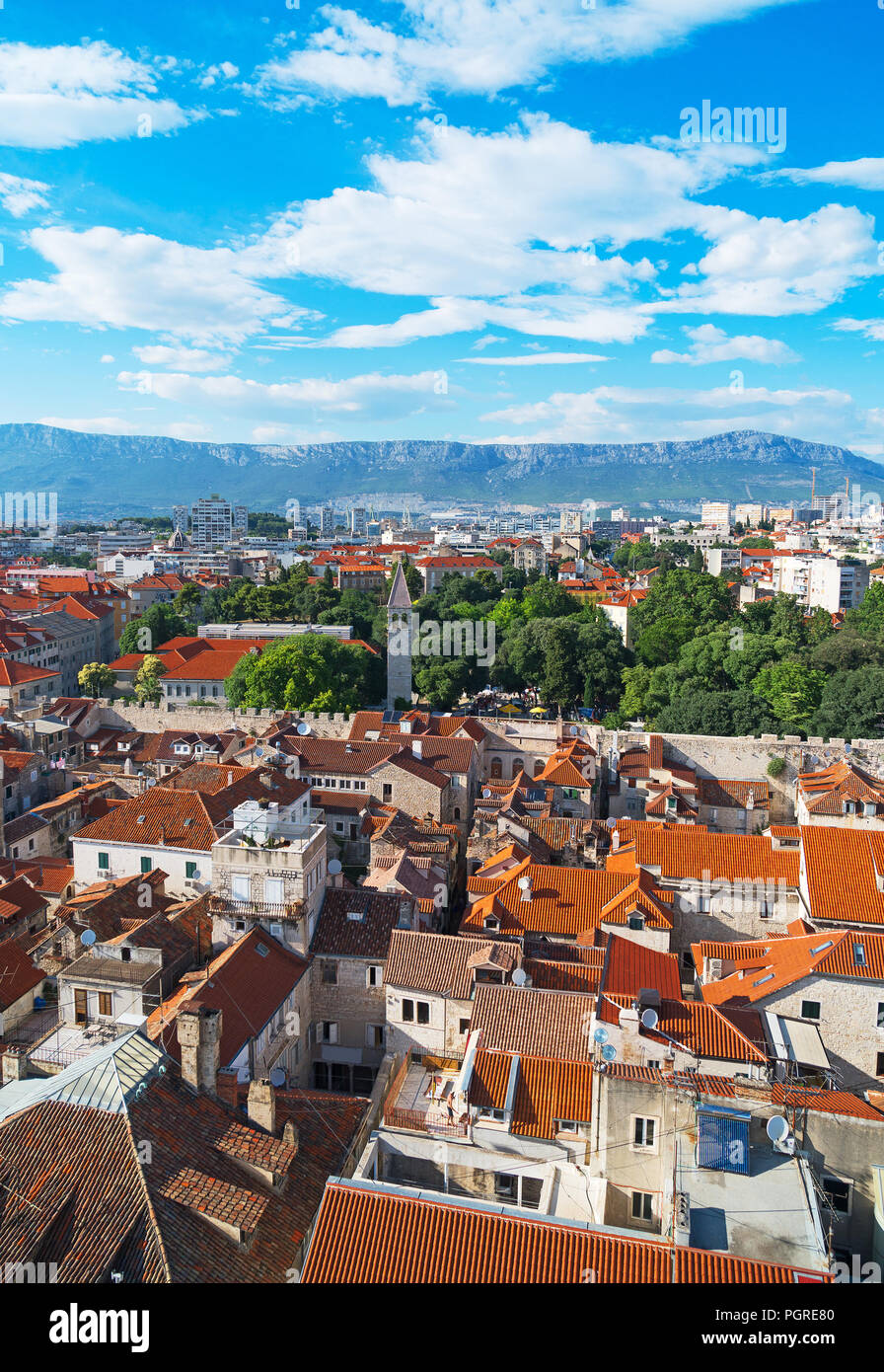 Vue sur la vieille ville de Split, Croatie. Banque D'Images