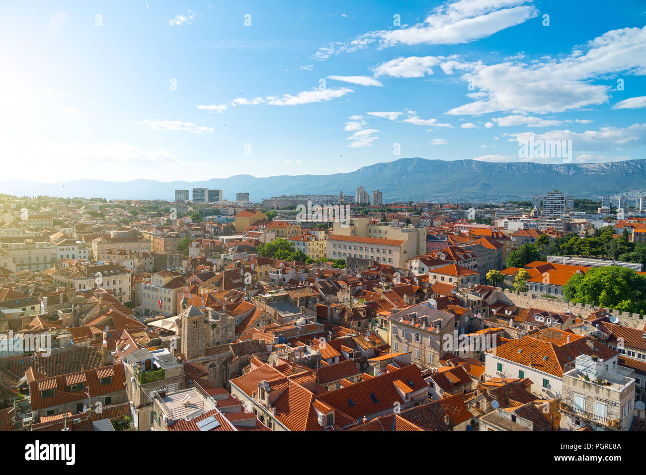 Vue sur la vieille ville de Split, Croatie. Banque D'Images