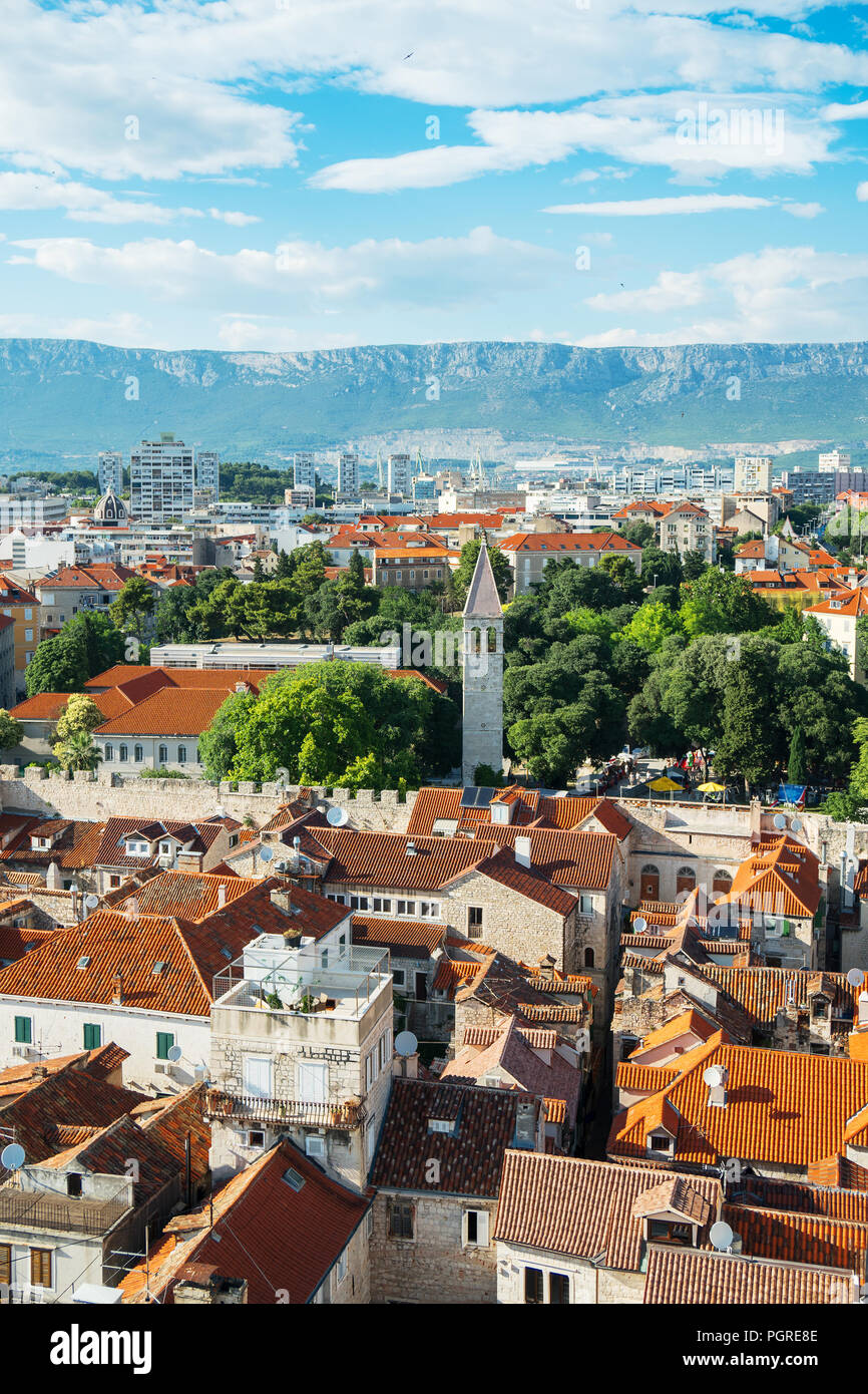 Vue sur la vieille ville de Split, Croatie. Banque D'Images