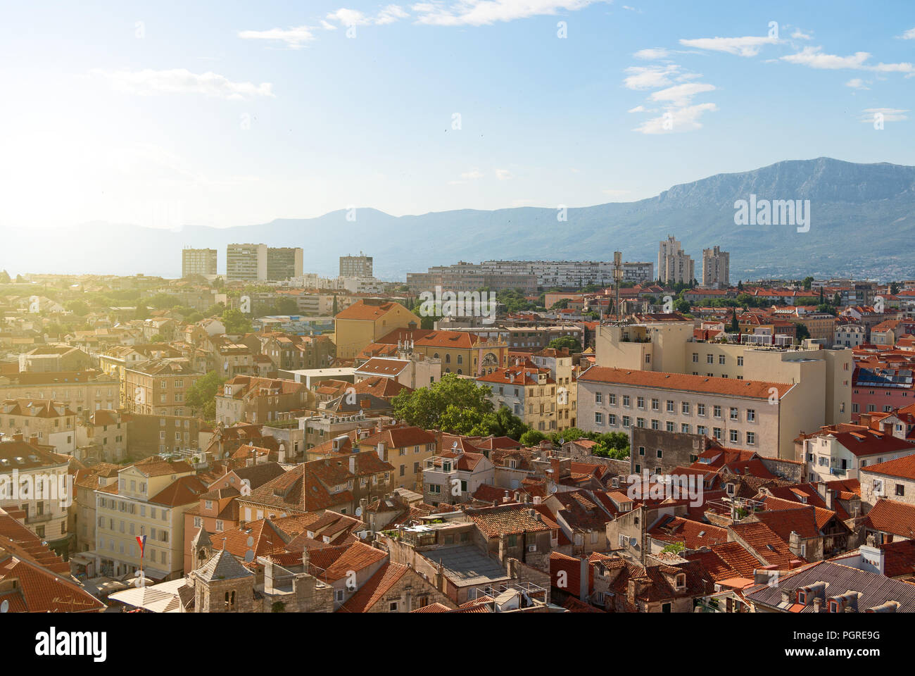 Vue sur la vieille ville de Split, Croatie. Banque D'Images