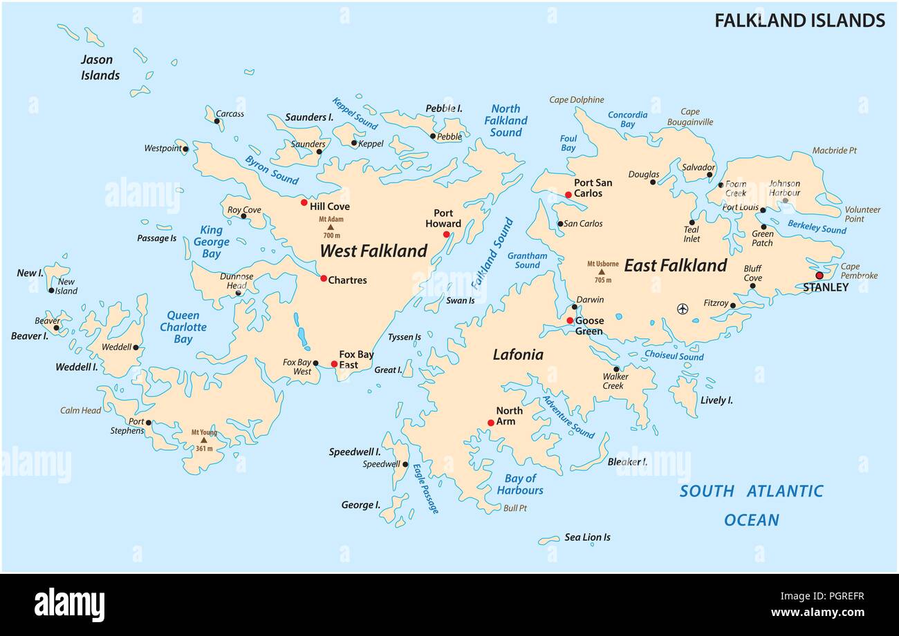 Îles Falkland Îles Malvinas, aussi, politique carte vectorielle. Illustration de Vecteur