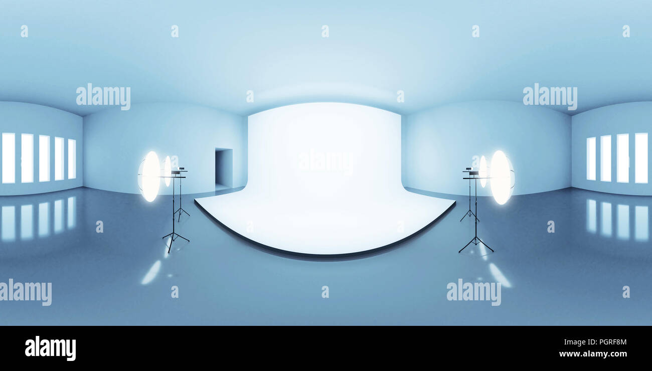 Éclairé bleu environnement HDRI map, abstract background panorama sphérique avec photo studio setup (équirectangulaire) rendu 3D Banque D'Images