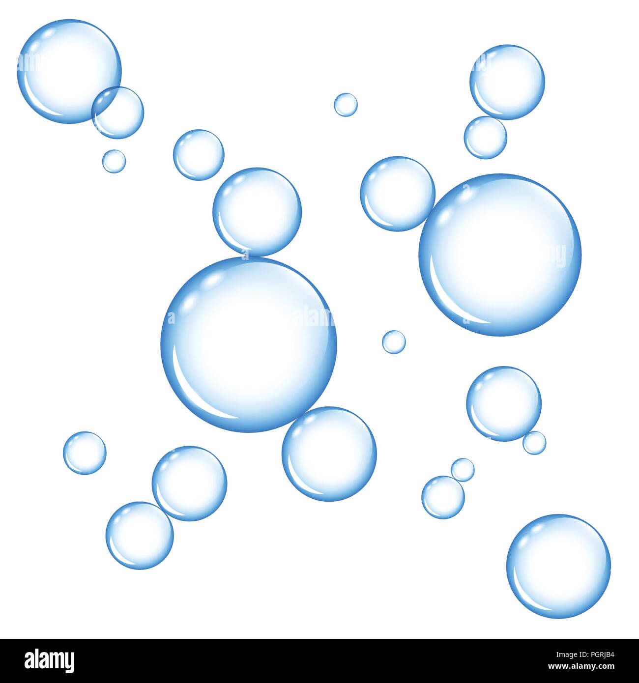 Bulles de savon bleu vif sur fond blanc vector illustration EPS10 Illustration de Vecteur