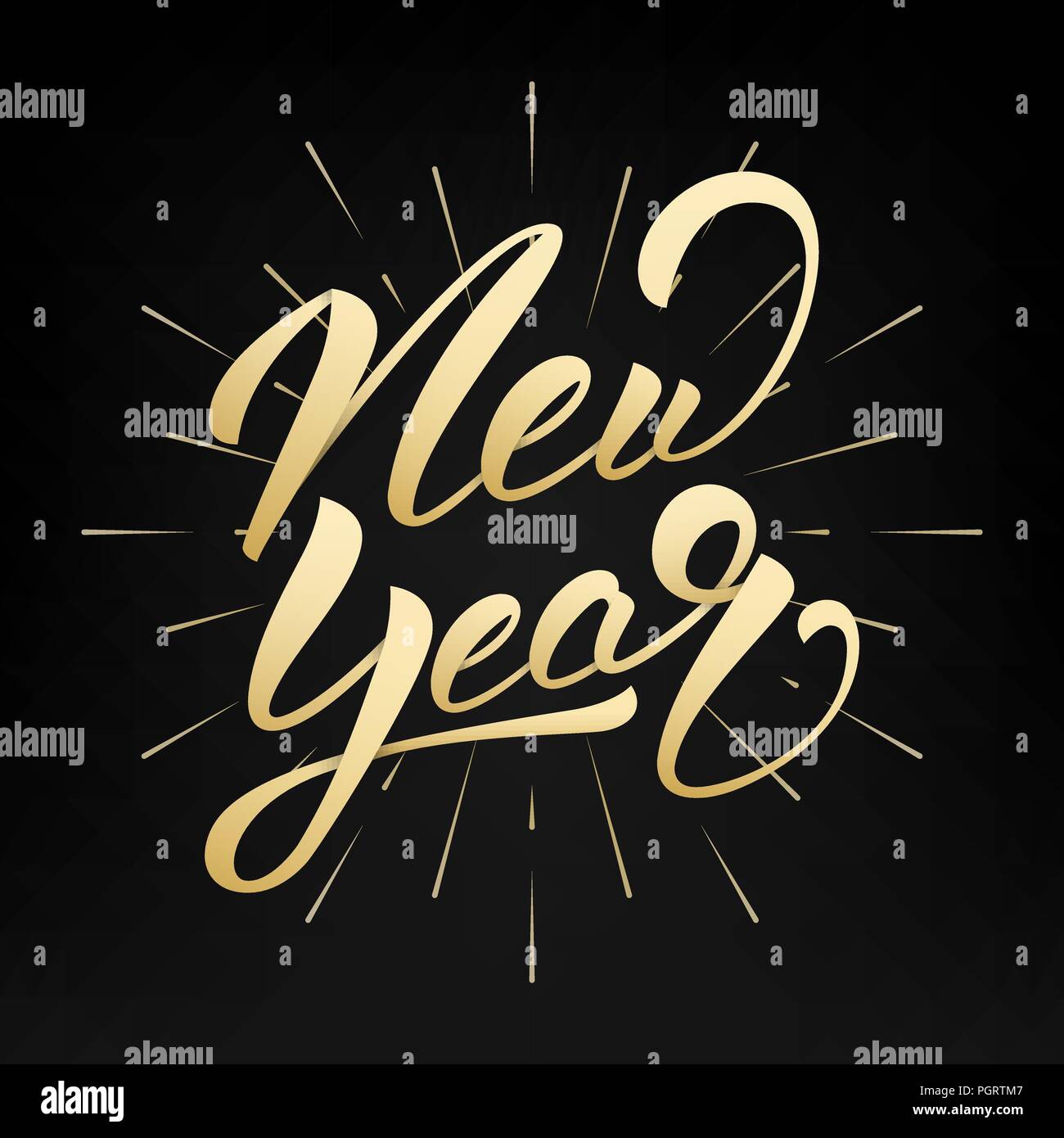 Nouvelle Année. Bonne année 2019 la main d'or label lettrage. Hand drawn logo pour carte de Nouvel An, affiche, design etc. Illustration de Vecteur