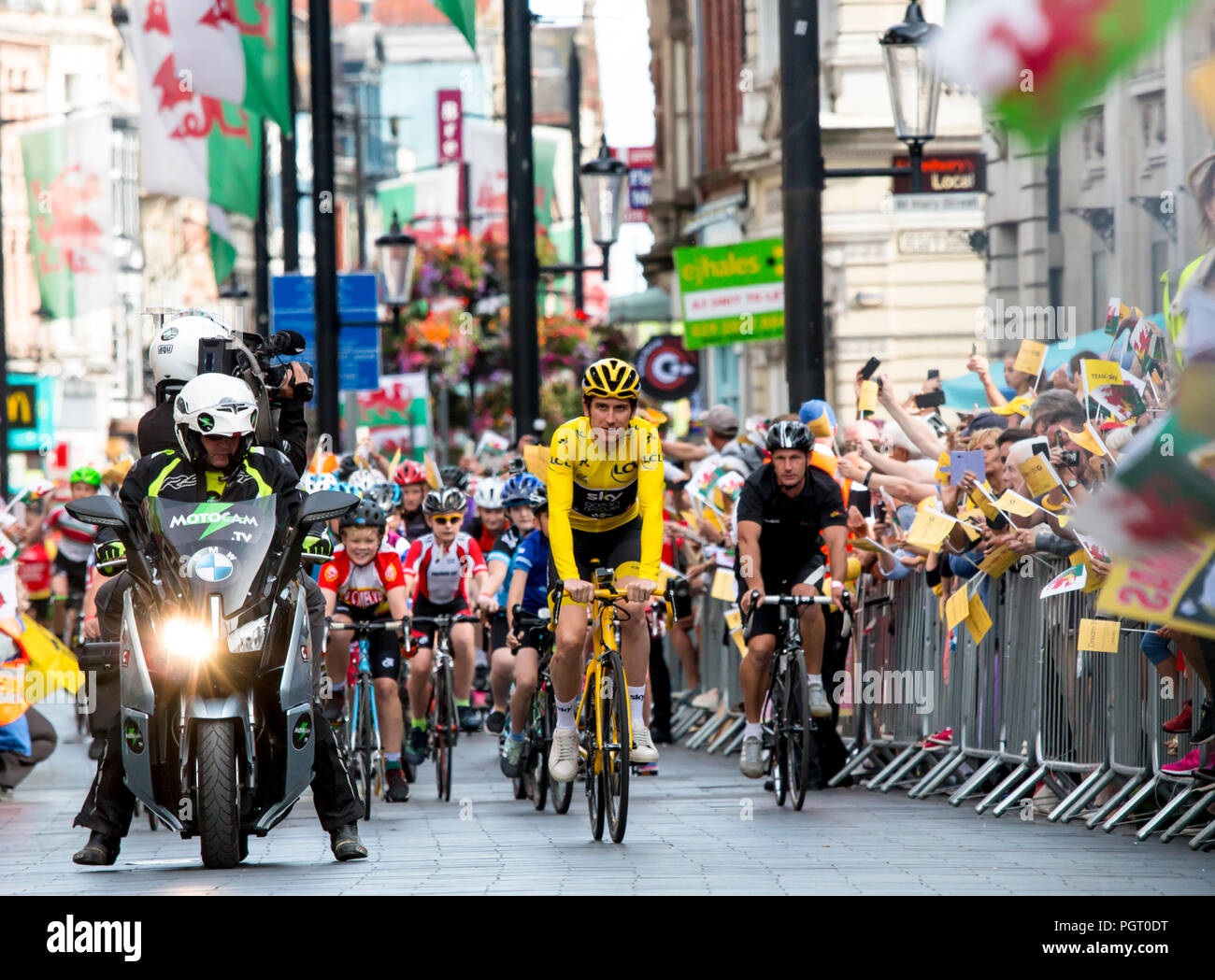 Geraint Thomas, venir à la maison grâce à la Ride de Cardiff. Banque D'Images