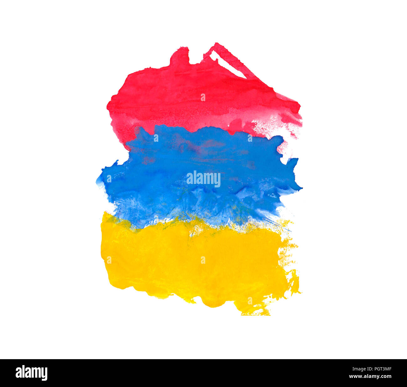 Drapeau de couleur bleu jaune rouge. pavillon de l'Arménie avec aquarelle Banque D'Images