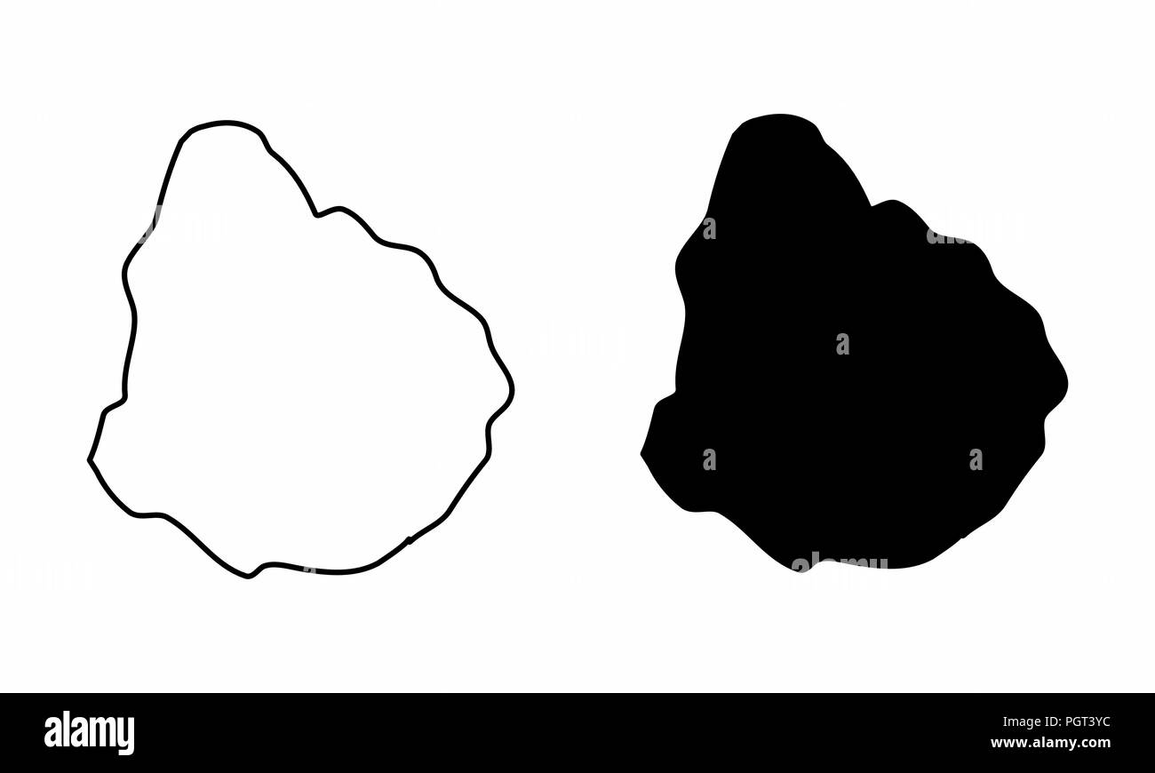 Cartes simplifiées de l'Uruguay. Le noir et blanc donne un aperçu. Illustration de Vecteur
