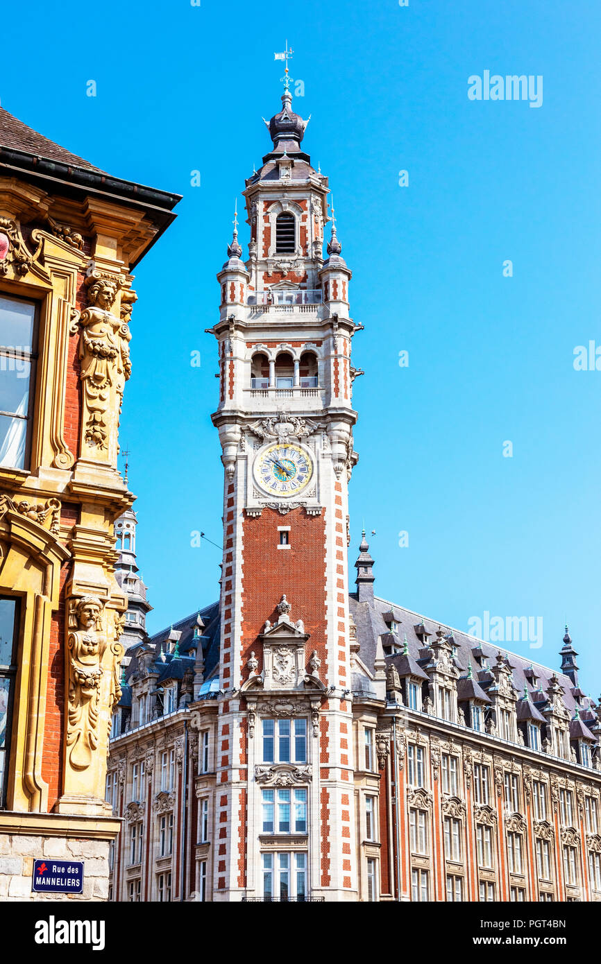 Beffroi de la Chambre de commerce et d'Industrie, Chambre de Commerce et de l'industrie, à la place du théâtre, Lille, Hants de France, Flandre, France Banque D'Images
