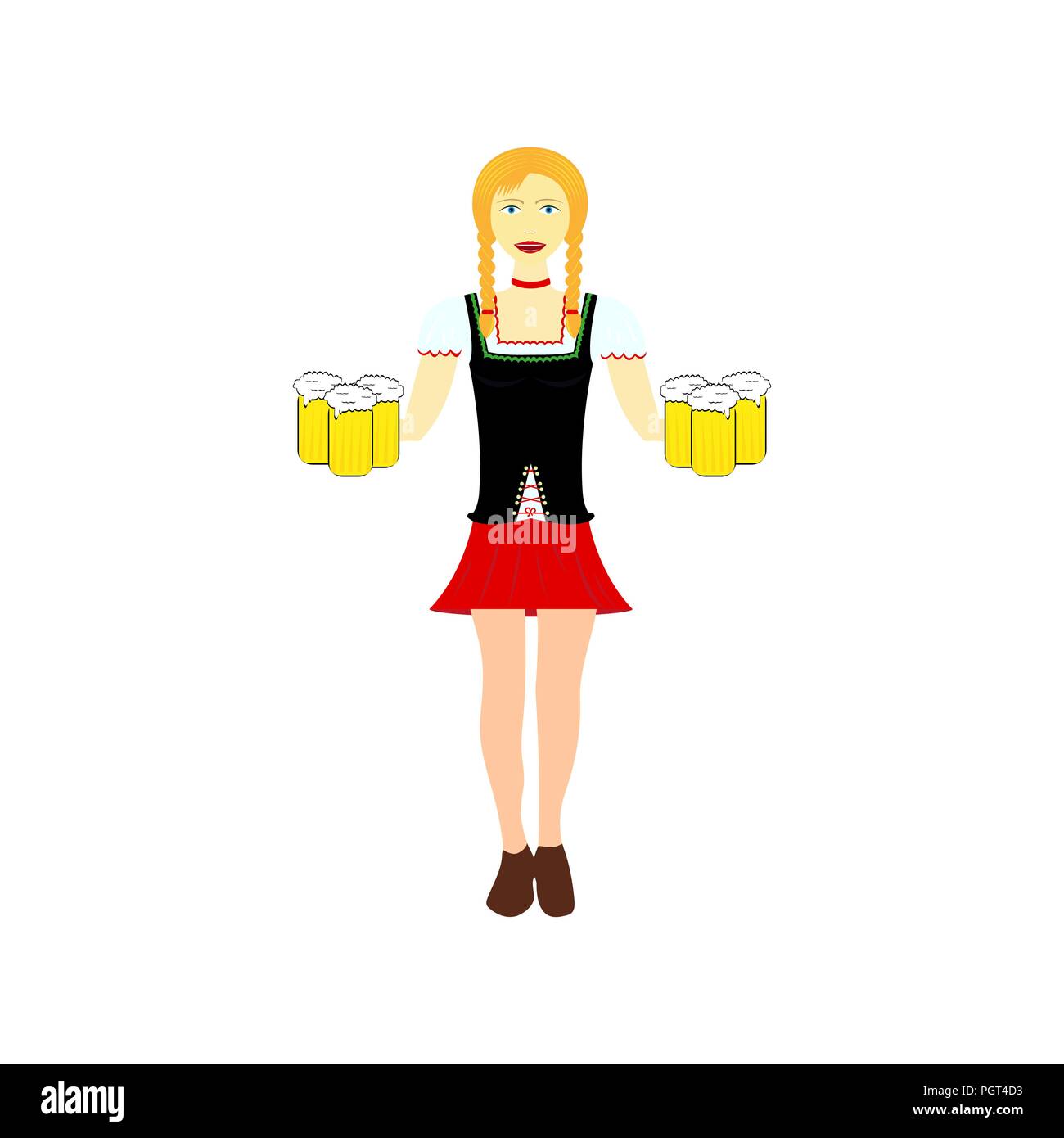 Serveuse wit verres décorés Illustration de Vecteur
