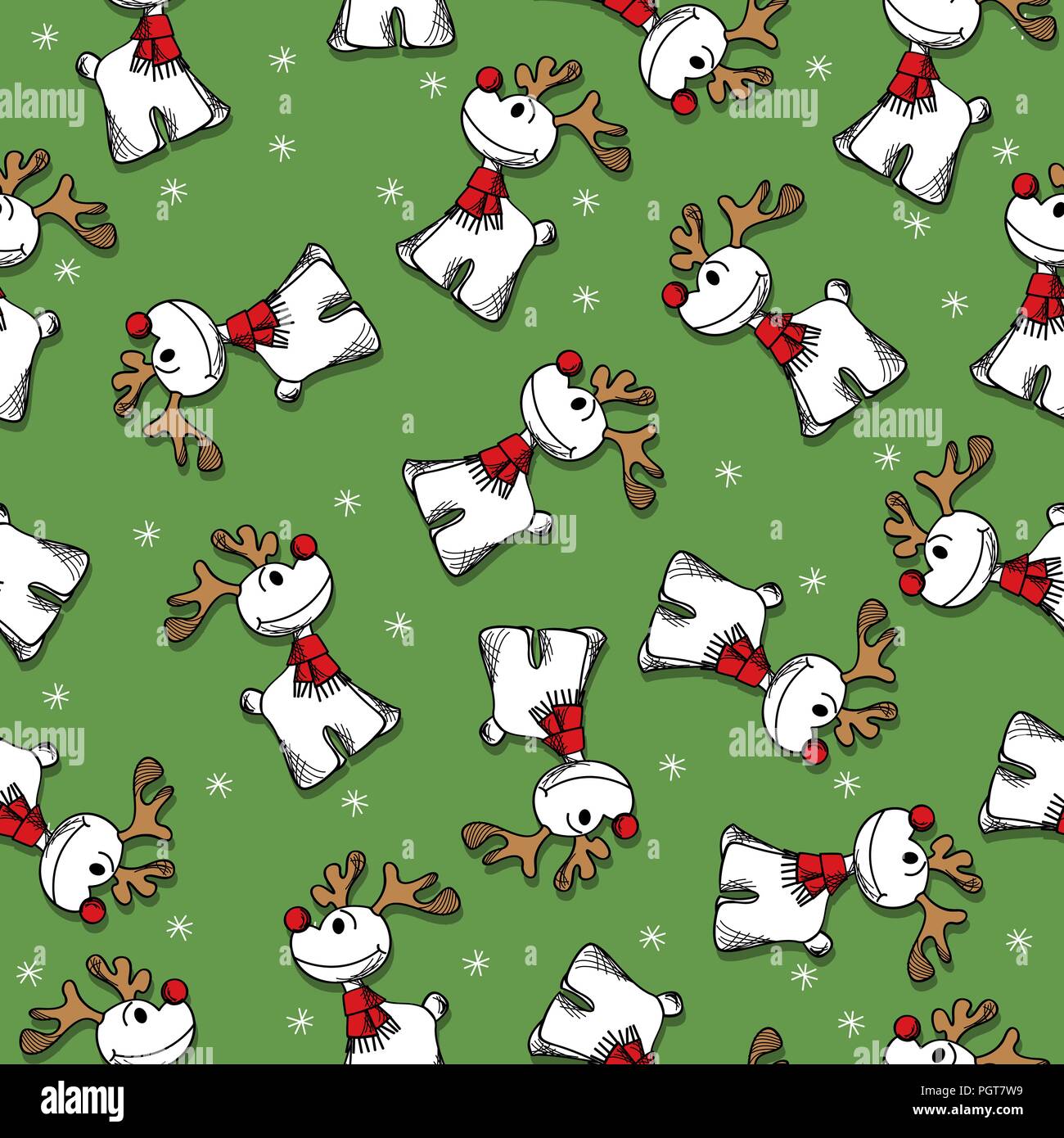 Le renne de Noël doodle vintage pattern design Illustration de Vecteur