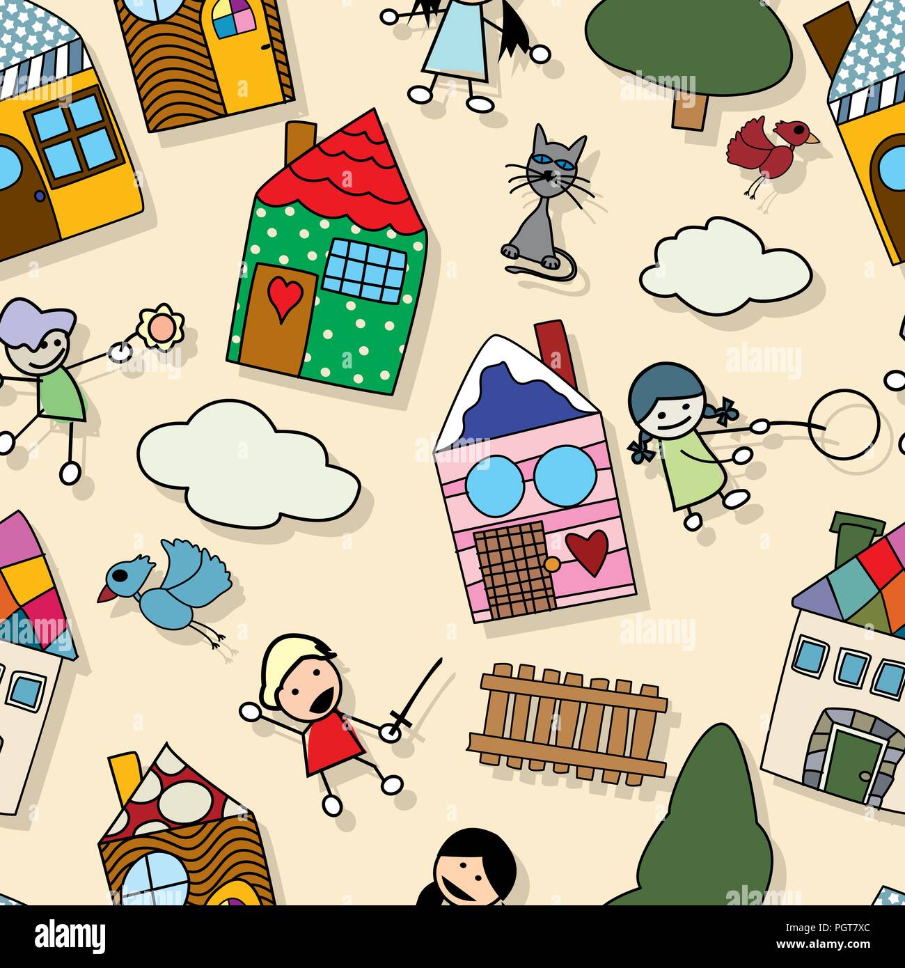 Modèle sans couture enfantine Illustration de Vecteur