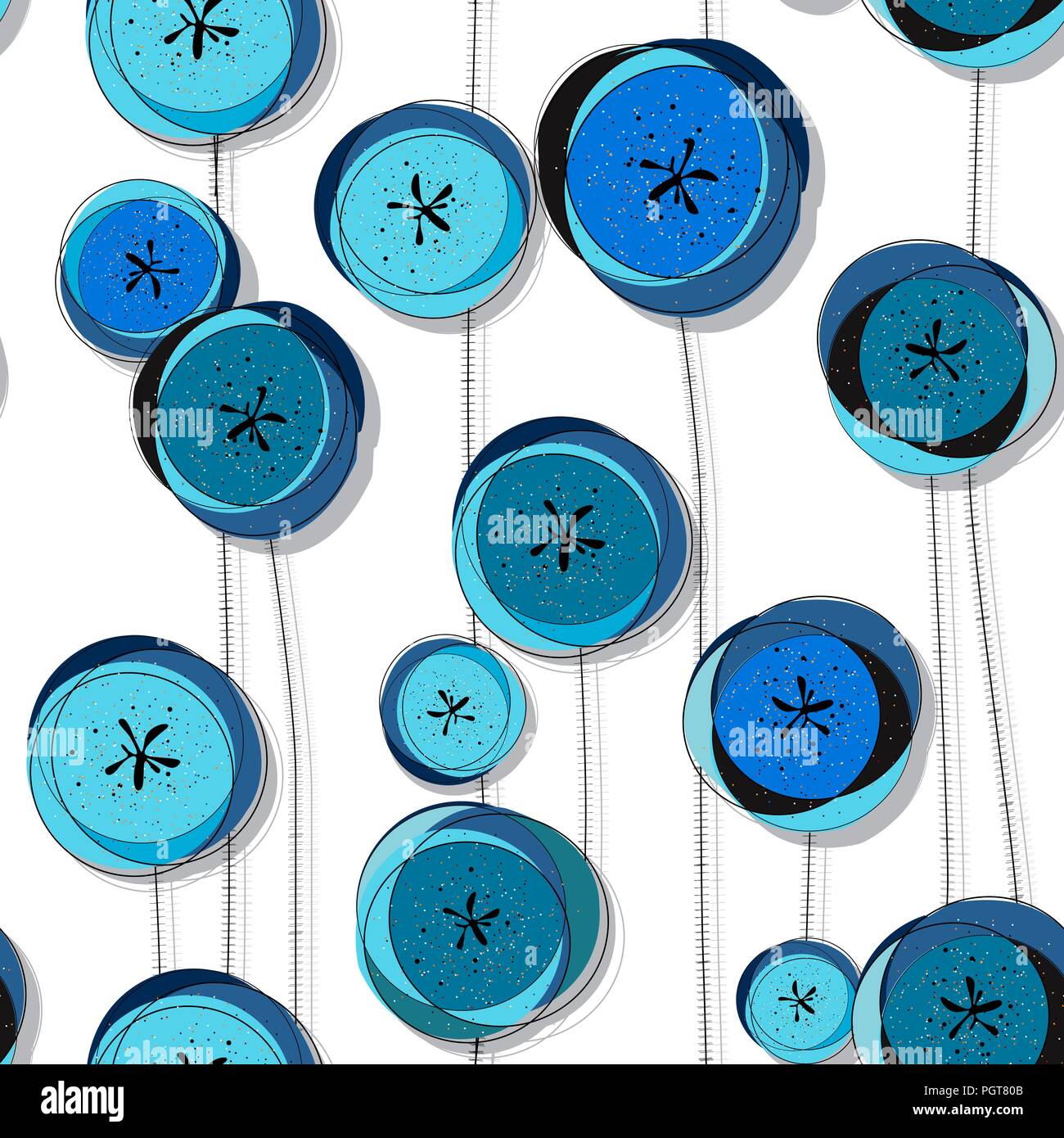Blue fantaisie fantaisie motif coquelicots transparente Illustration de Vecteur
