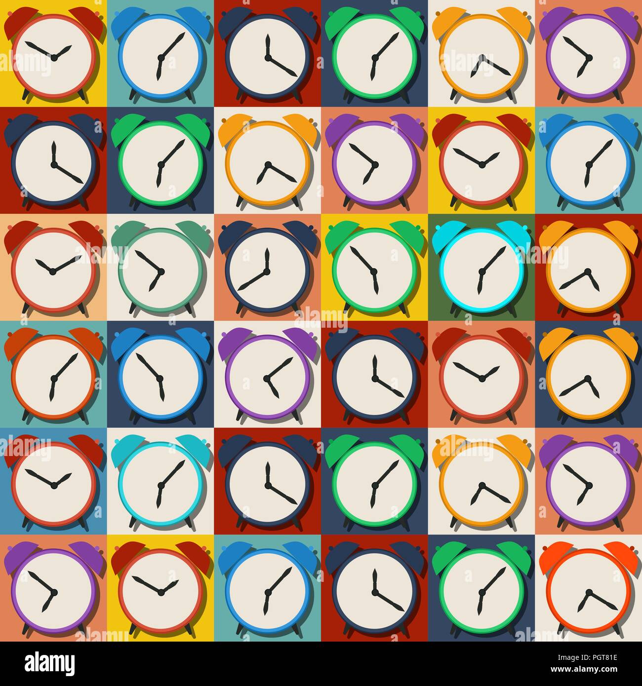 Style rétro modèle réveil en couleurs Illustration de Vecteur