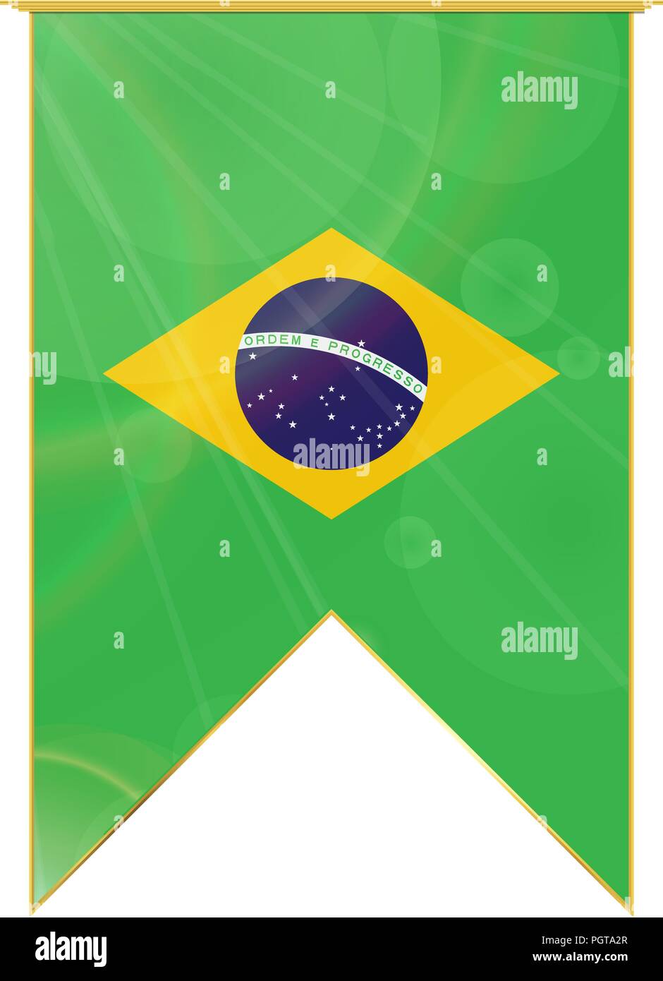 Ruban vertical de luxe avec drapeau Brésil encadrée dans l'or Illustration de Vecteur