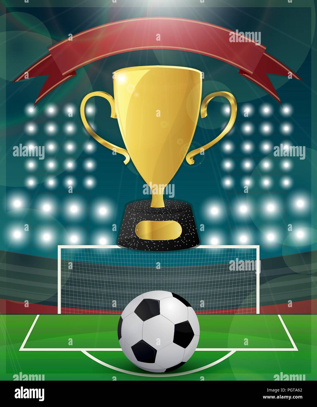Jour de match de football de modèle d'affiche avec coupe d'or et la  bannière Image Vectorielle Stock - Alamy