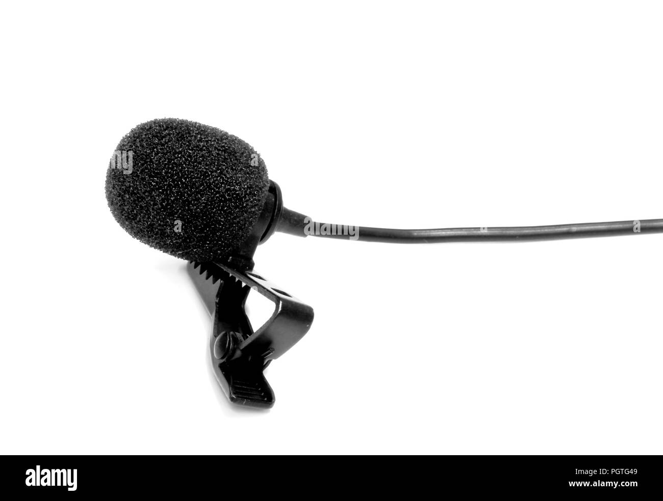 Cravate Microphone Lavalier ou isolé sur fond blanc Banque D'Images