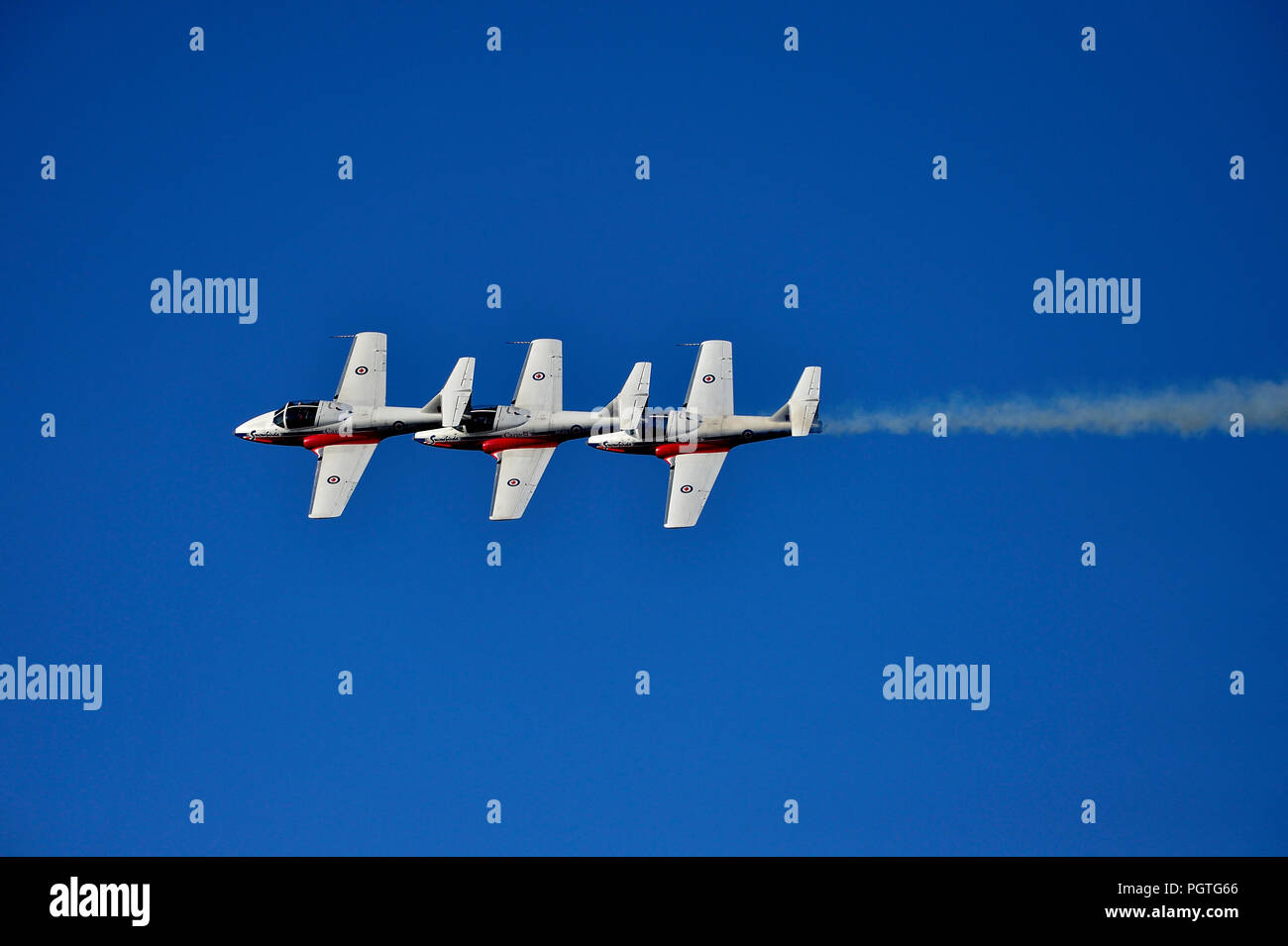 Les Forces canadiennes Le 431e Escadron de démonstration aérienne Vol en formation dans le cadre d'un salon sur le port de Nanaimo sur l'île de Vancouver, Colombie-Britannique CA Banque D'Images