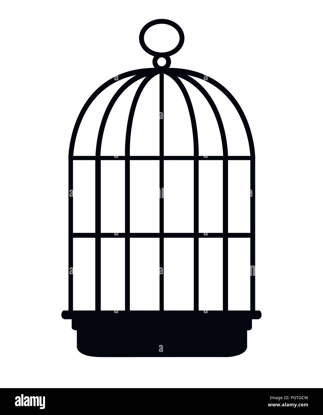 Silhouette noire. Cage à oiseaux icône. Télévision vector illustration isolé sur fond blanc. Illustration de Vecteur
